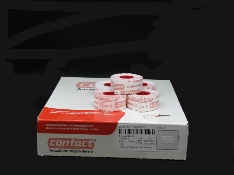 Contact-Etiketten weiß Standard 26 mm x 12 mm